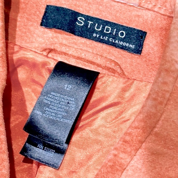 🧥🍊 STUDIO by LIZ CLAIBORNE Vintage Suede Blazer | Y2K Mango Minimalist Sz 12 - Picture 4 of 9